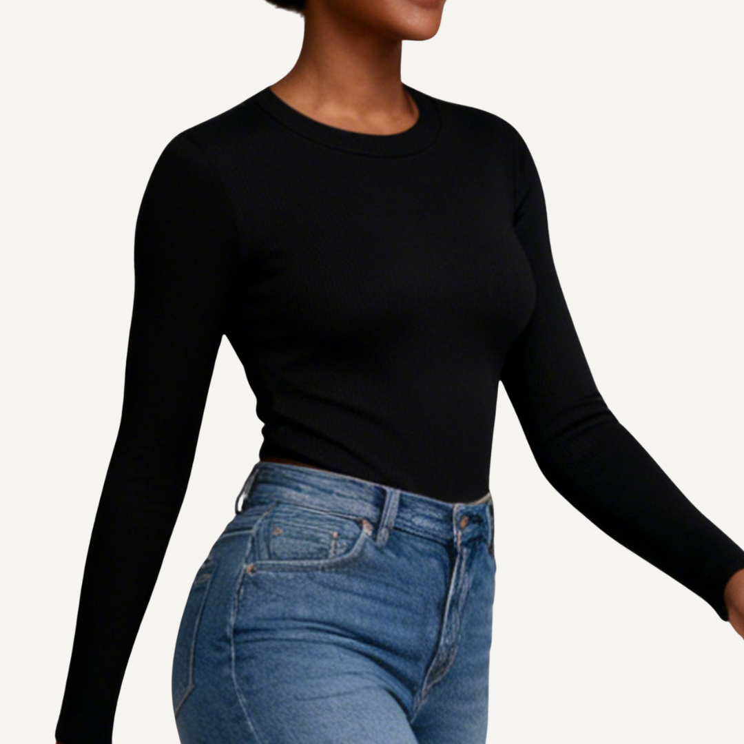 Ribbed Long Sleeve Fitted Top