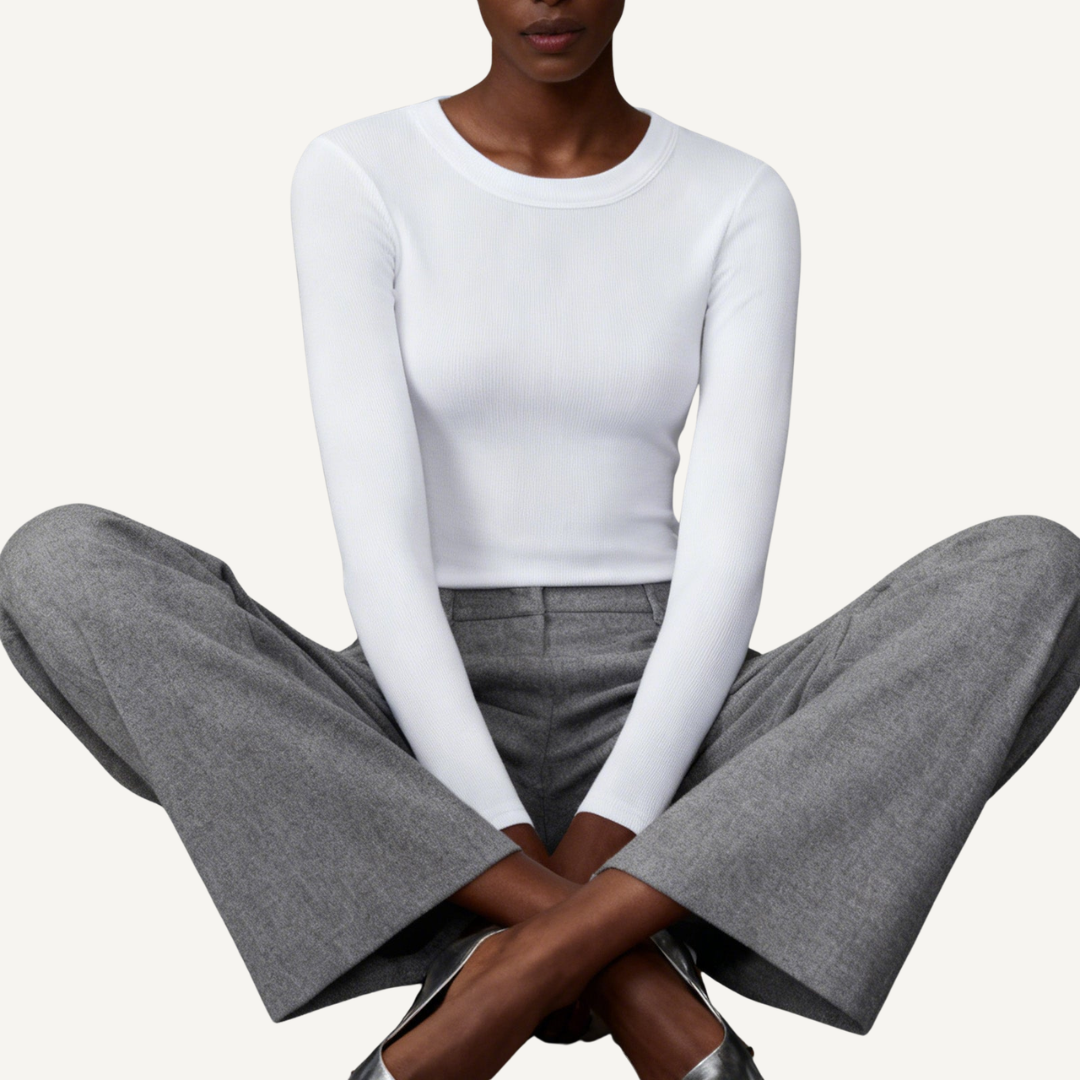 Ribbed Long Sleeve Fitted Top