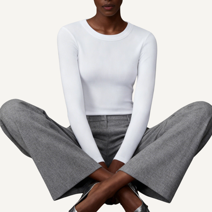 Ribbed Long Sleeve Fitted Top