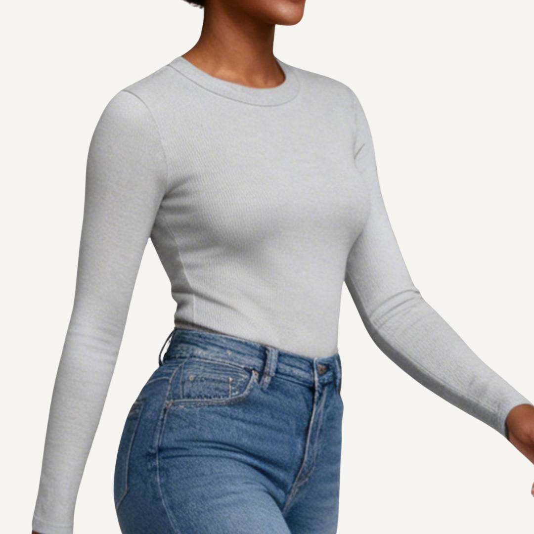Ribbed Long Sleeve Fitted Top