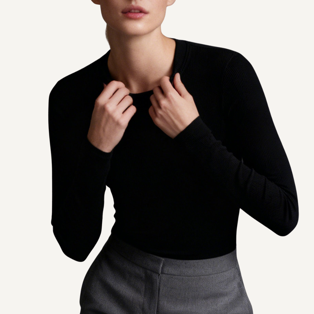 Ribbed Long Sleeve Fitted Top