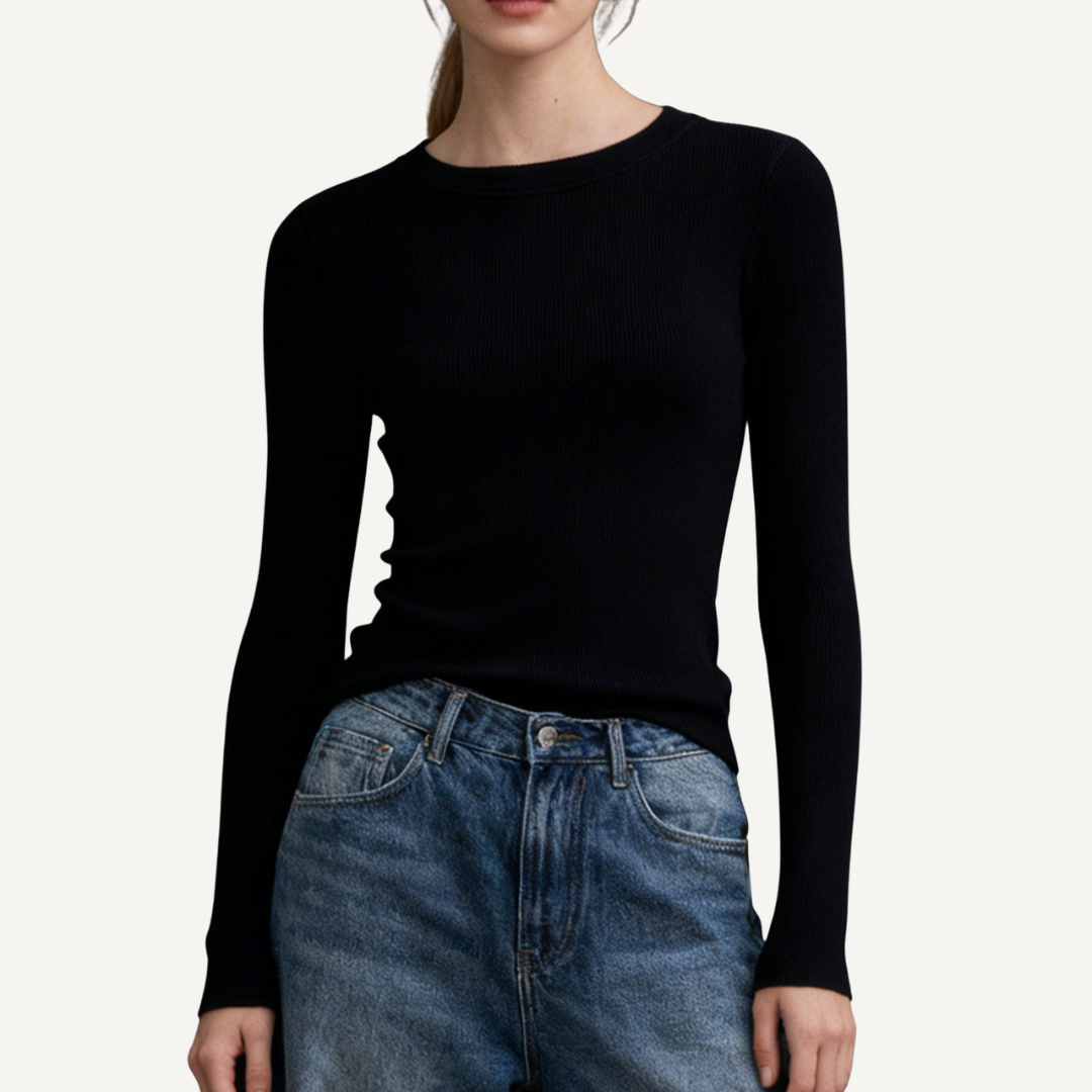 Ribbed Long Sleeve Fitted Top