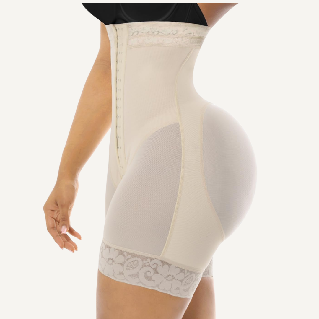 High-Waisted Shaping Shorts with Tummy Control & Zip Opening