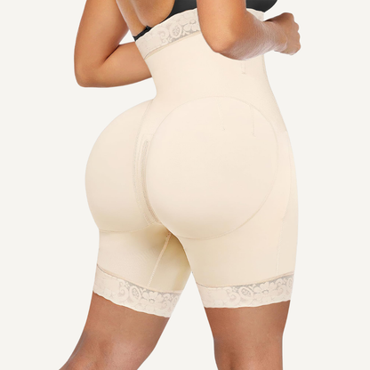 High-Waisted Shaping Shorts with Tummy Control & Zip Opening