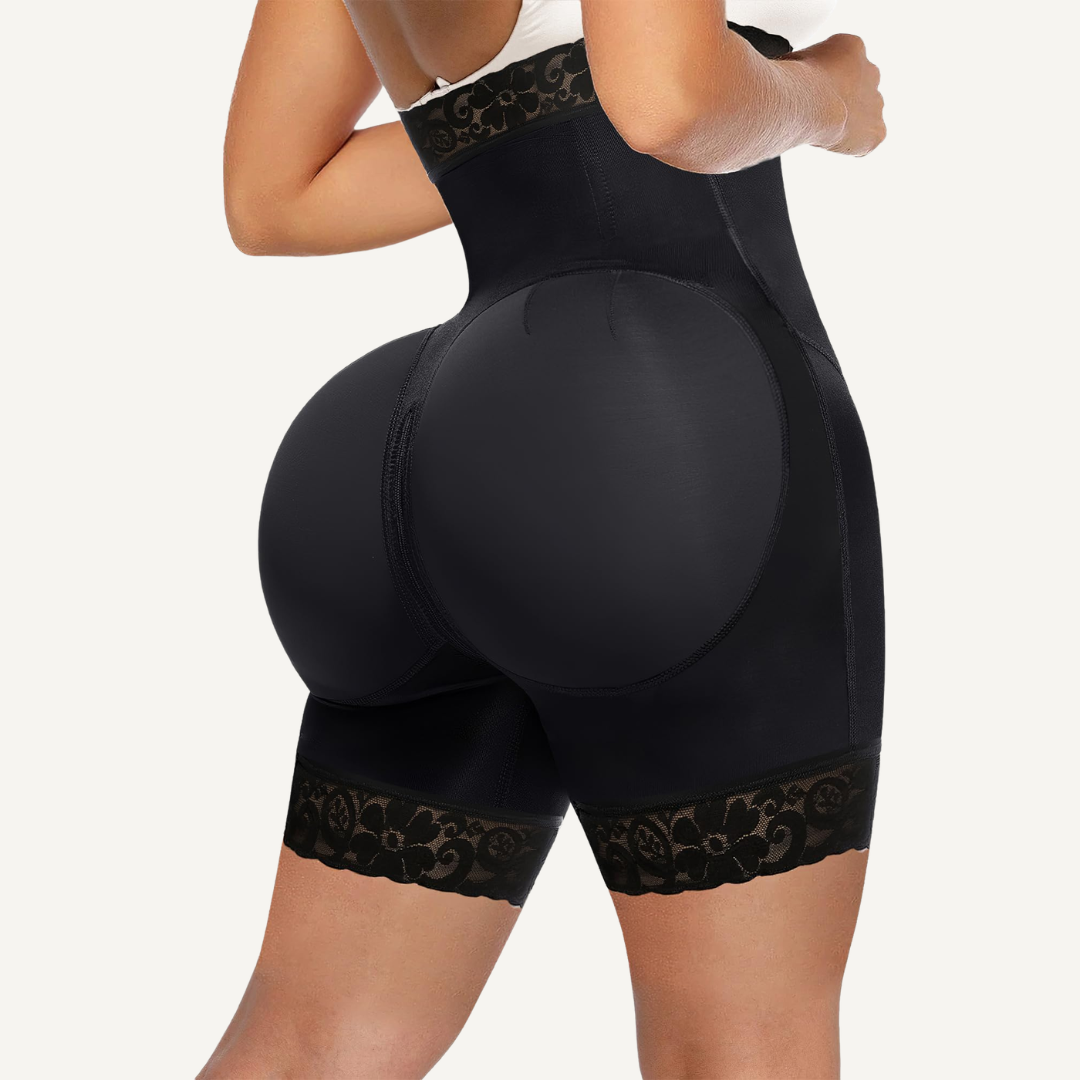 High-Waisted Shaping Shorts with Tummy Control & Zip Opening