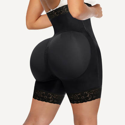 High-Waisted Shaping Shorts with Tummy Control & Zip Opening