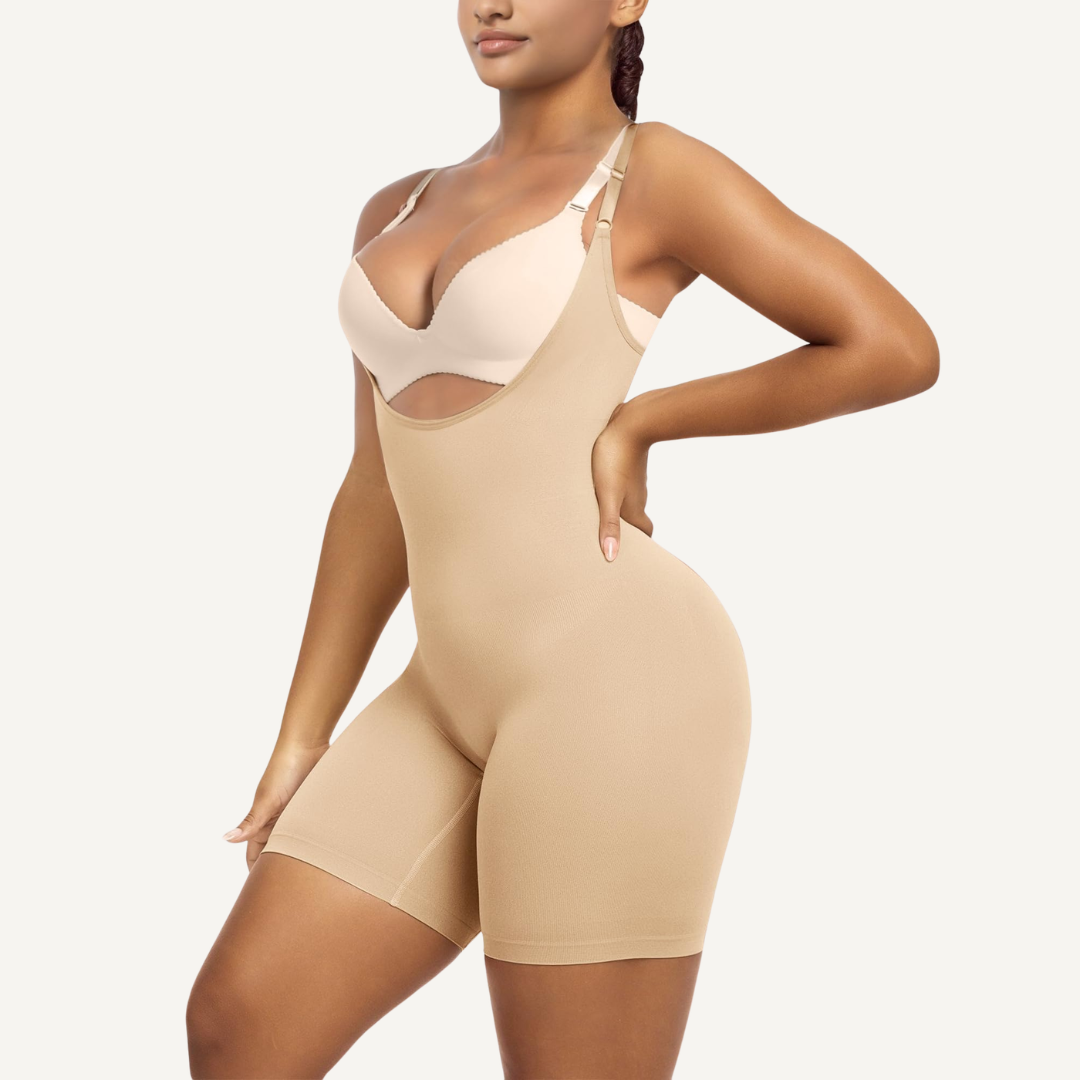 Mid-Thigh Shapewear Bodysuit with Open Bust