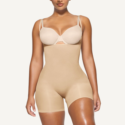 Mid-Thigh Shapewear Bodysuit with Open Bust