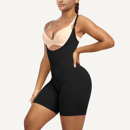 Mid-Thigh Shapewear Bodysuit with Open Bust