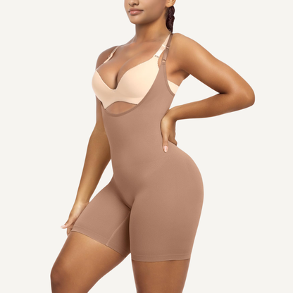Mid-Thigh Shapewear Bodysuit with Open Bust