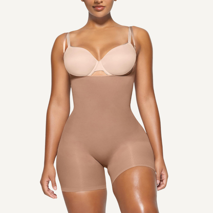 Mid-Thigh Shapewear Bodysuit with Open Bust