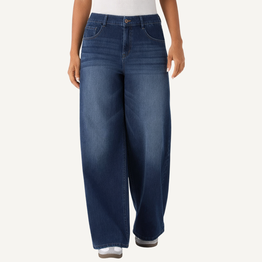 Washed Denim Wide Leg Jeans