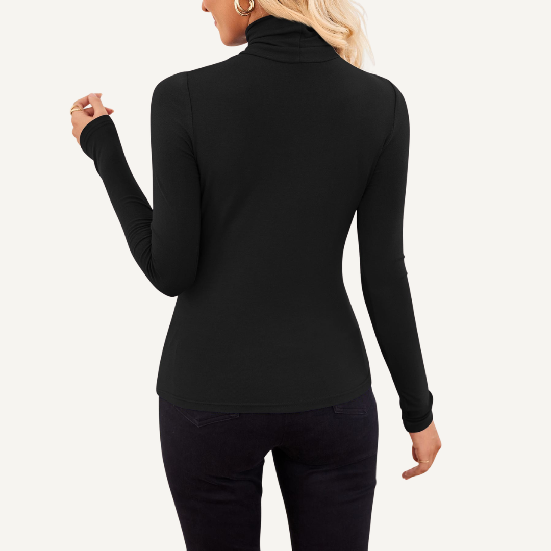 Ribbed High-Neck Fitted Top