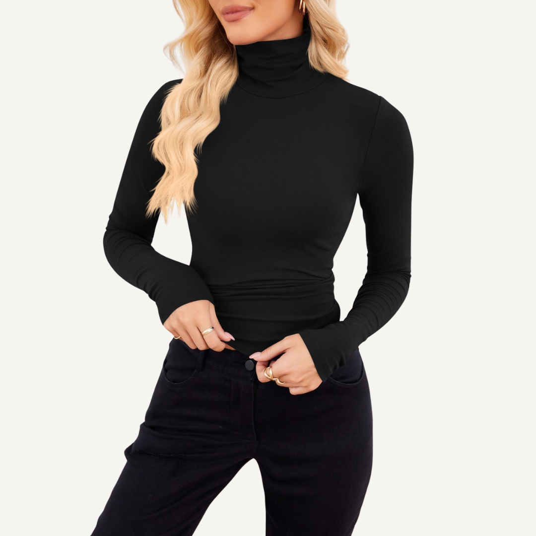 Ribbed High-Neck Fitted Top
