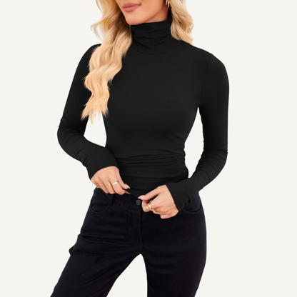 Ribbed High-Neck Fitted Top