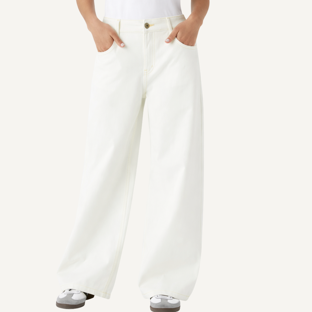 Washed Denim Wide Leg Jeans