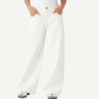 Washed Denim Wide Leg Jeans