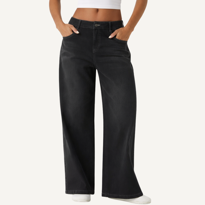 Washed Denim Wide Leg Jeans