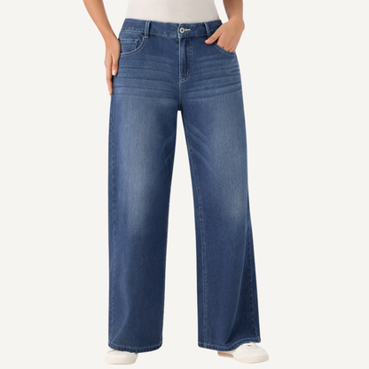 Washed Denim Wide Leg Jeans